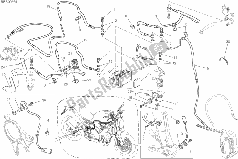 All parts for the Antilock Braking System (abs) of the Ducati Monster 1200 USA 2019